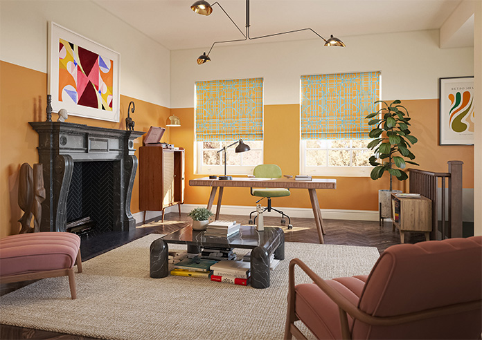 Bamboo Candy, Blue Orange - Motorised Roman Blind - Image 6